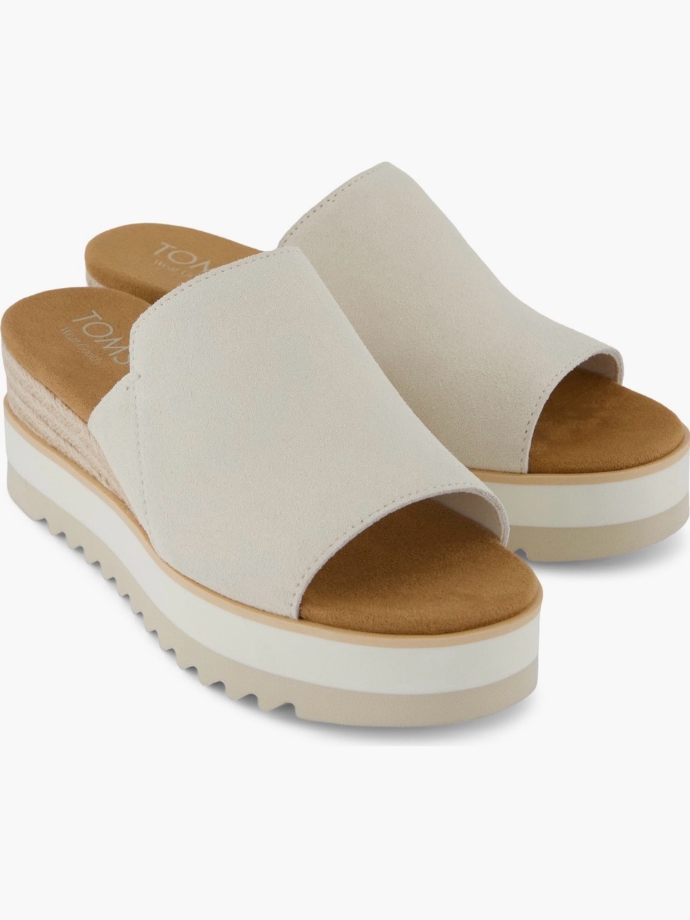 TOMS Cream Suede Platform Slide Mules
